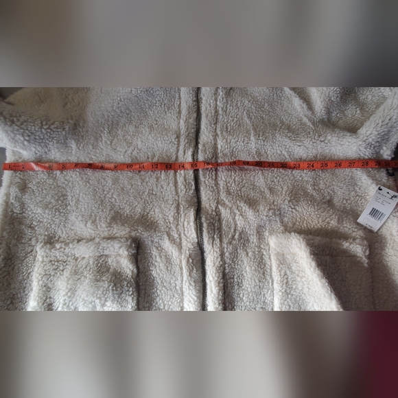 BLACK TAPE CREAM PLUS SIZE SHERPA HOODED ZIP UP LONG SWEATSHIRT - Picture 7 of 8